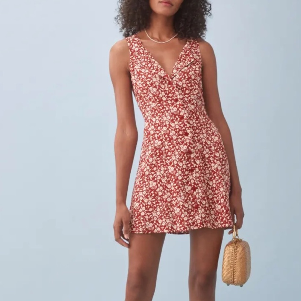 Reformation Red Floral Mini Dress